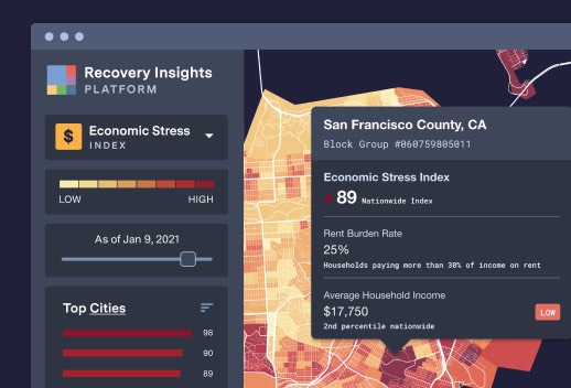 Image of Urban Intelligence product with color-coded map