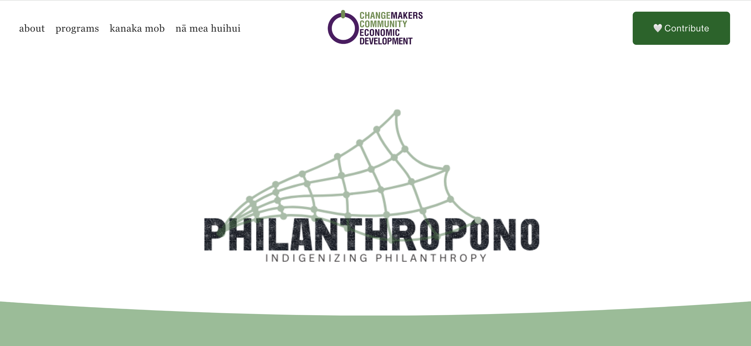 A screenshot of the Philanthropono website homepage that reads 